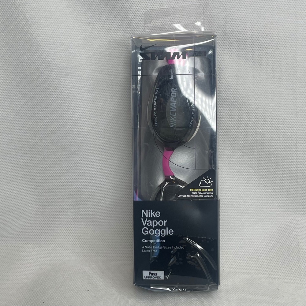 Nike Vapor Goggle Competition Swim One Size FINA Approved Latex Free Smoke Pink